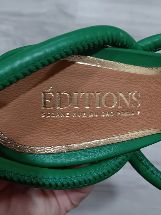 Sézane Editions Women's Deborah Leather Sandals Vibrant Green 7 - Picture 11 of 14